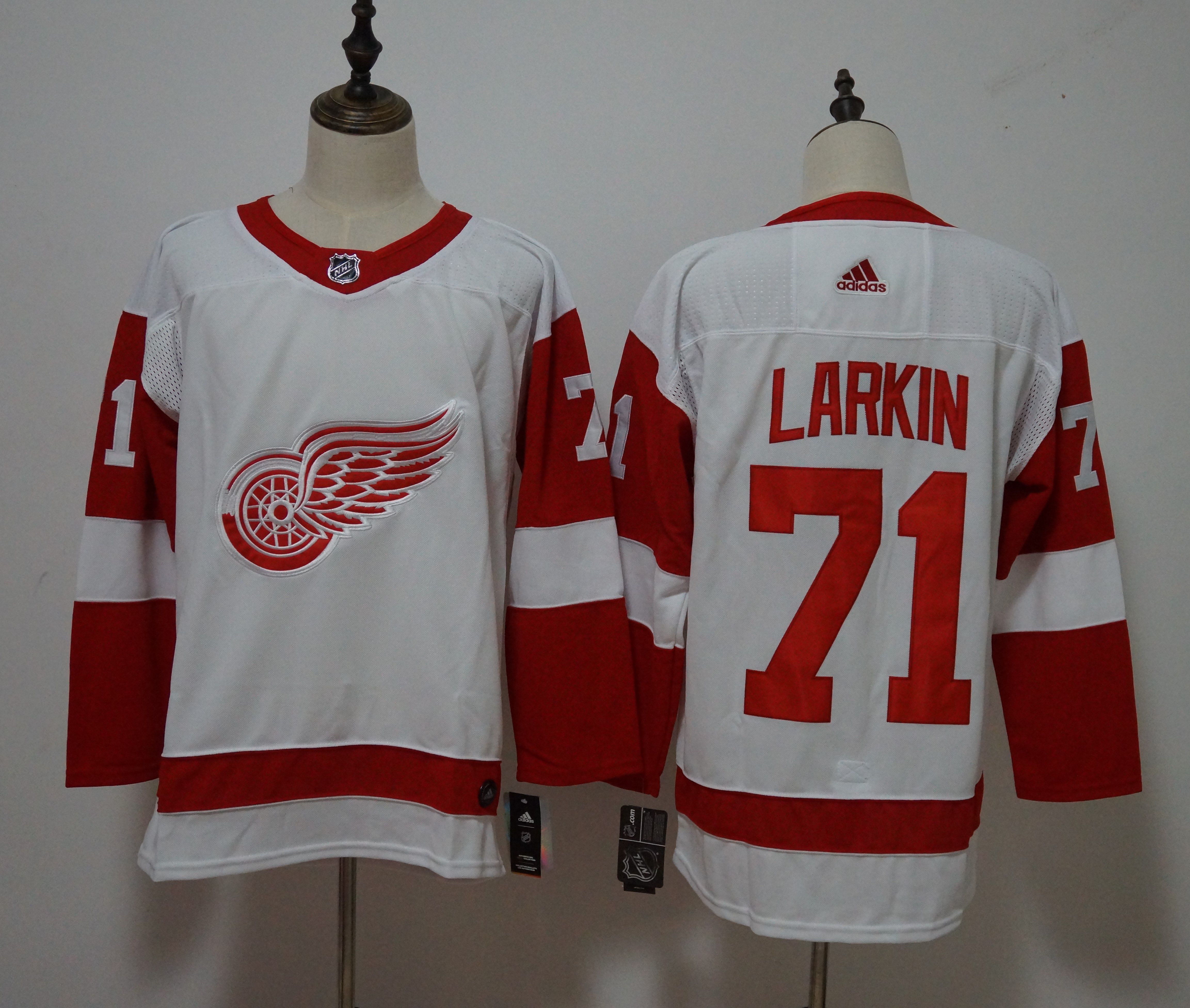 Men Detroit Red Wings 71 Dylan Larkin White Hockey Stitched Adidas NHL Jerseys